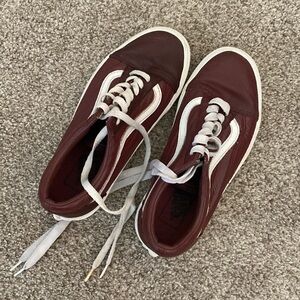 Burgundy Leather Platform Vans